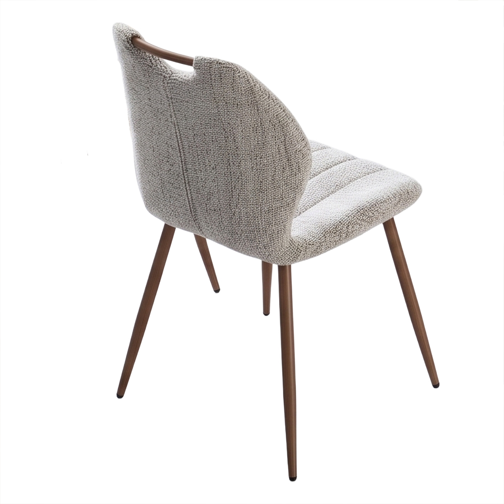 Tomah Latte Fabric Dining Chairs with Walnut Legs in Pair