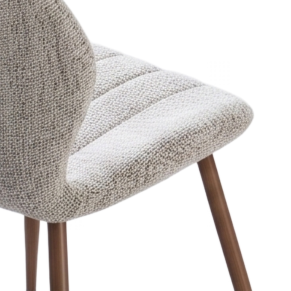 Tomah Latte Fabric Dining Chairs with Walnut Legs in Pair