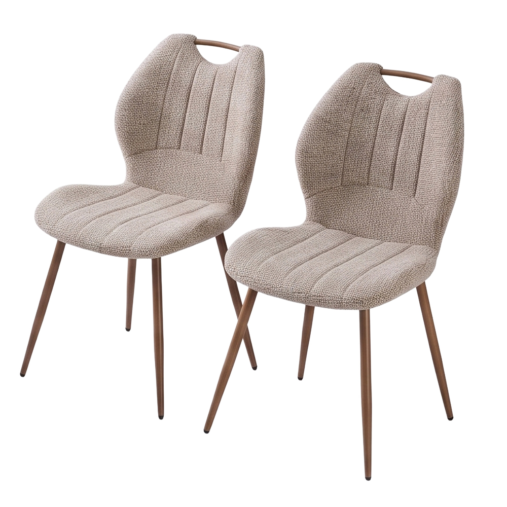Tomah Mocha Fabric Dining Chairs with Walnut Legs in Pair