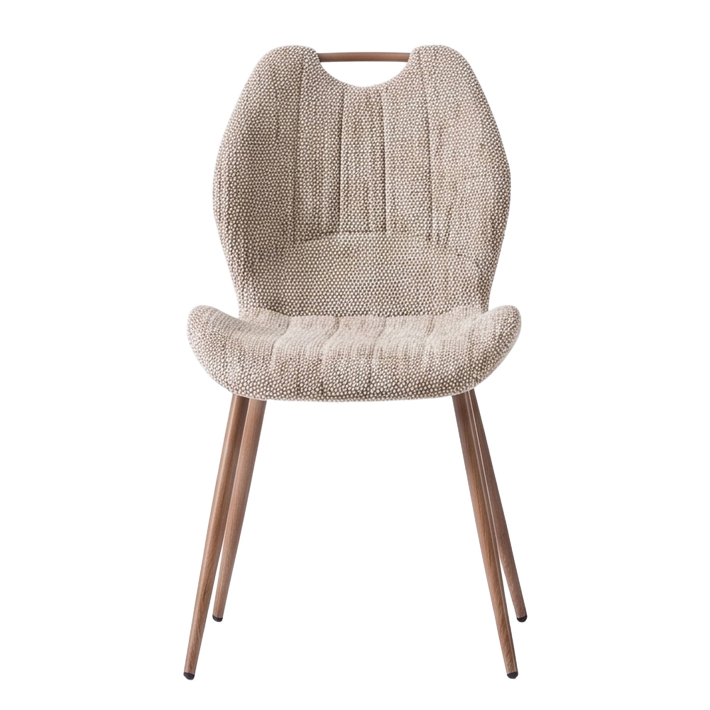 Tomah Mocha Fabric Dining Chairs with Walnut Legs in Pair