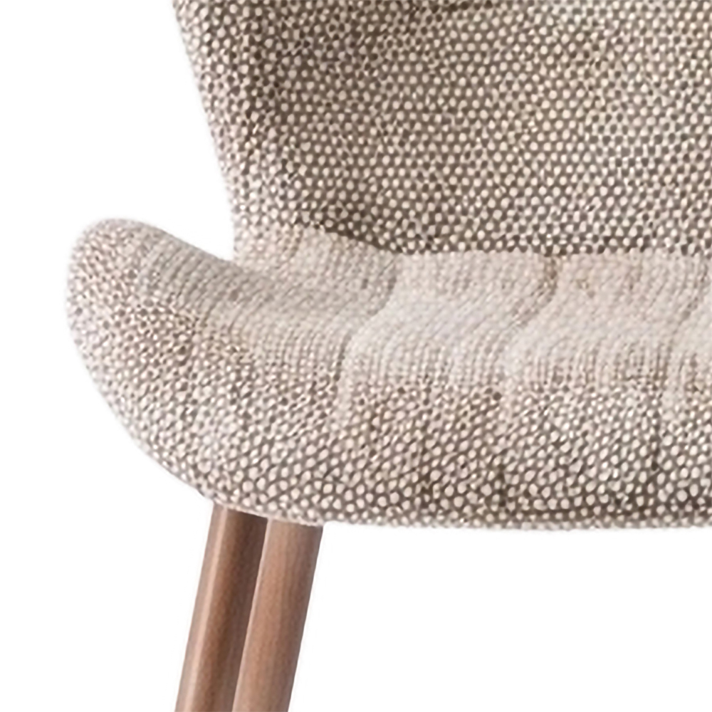 Tomah Mocha Fabric Dining Chairs with Walnut Legs in Pair