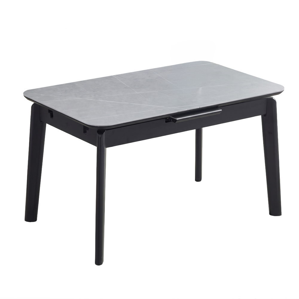 Tomah Sintered Stone Top Extending Dining Table with 4 Dark Grey Chairs