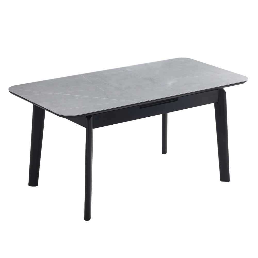 Tomah Sintered Stone Top Extending Dining Table with 4 Light Grey Chairs