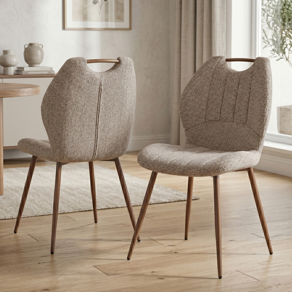 Tomah Walnut Sintered Stone Top Extending Dining Table with 4 Mocha Chairs