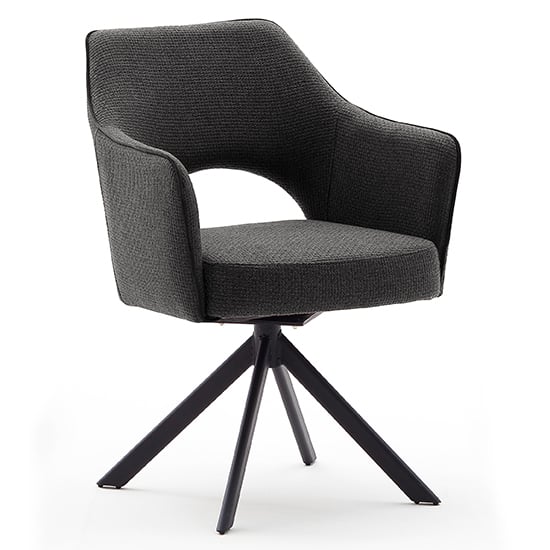 Read more about Tonala fabric dining chair in anthracite with matt black legs