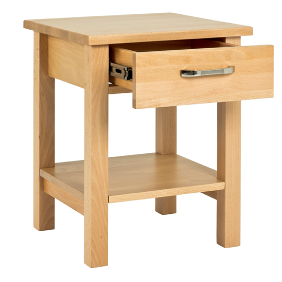 Tonawanda Wooden 1 Drawer Side Table In Beech_3