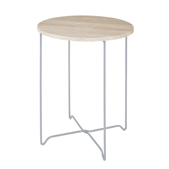 Tonawanda Round Wooden Side Table In Light Oak_1