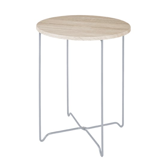 Product photograph of Tonawanda Round Wooden Side Table In Light Oak from Furniture in Fashion