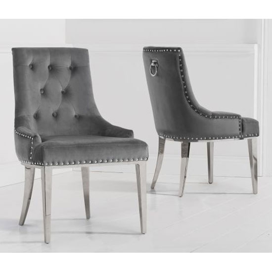 Toni Grey Velvet Dining Chairs In A Pair Furniture in Fashion