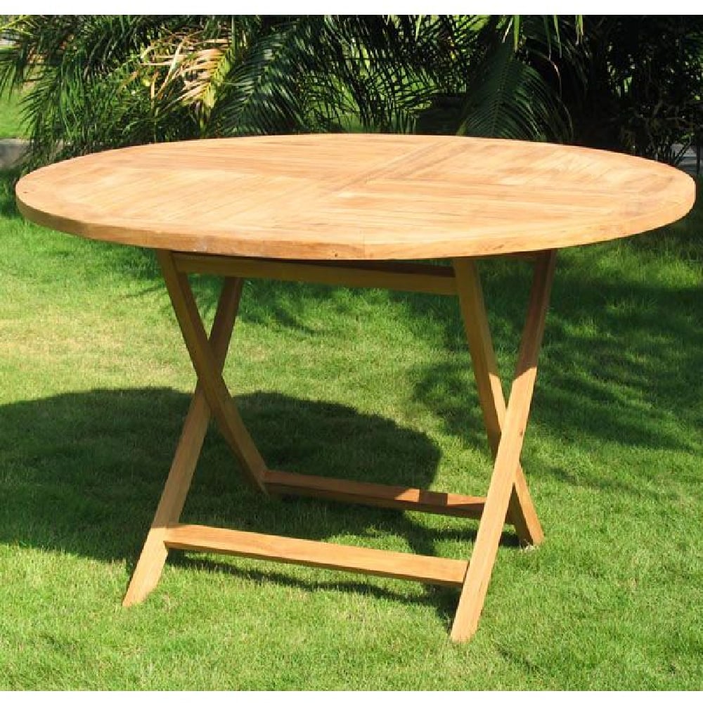 Product photograph of Tooele Large Wooden Round Dining Table In Teak from Furniture in Fashion
