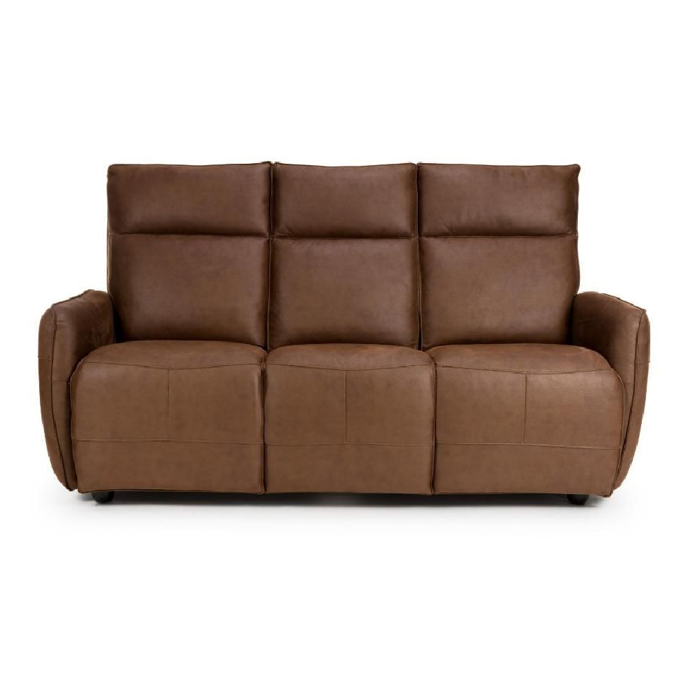 Tooele Leather 3 Seater Sofa In Brown