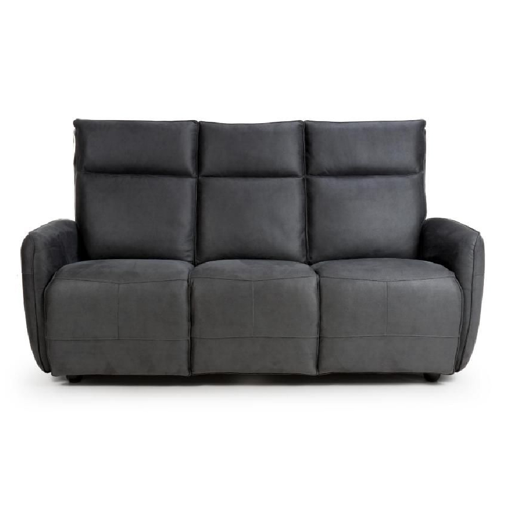Tooele Leather 3 Seater Sofa In Slate