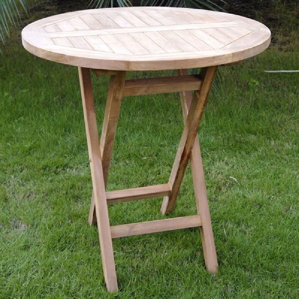 Product photograph of Tooele Small Wooden Round Dining Table In Teak from Furniture in Fashion