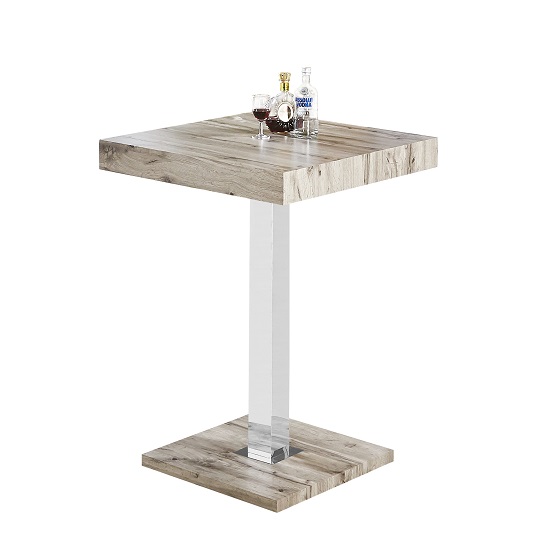 Topaz Square Wooden Bar Table In Grey Oak Effect