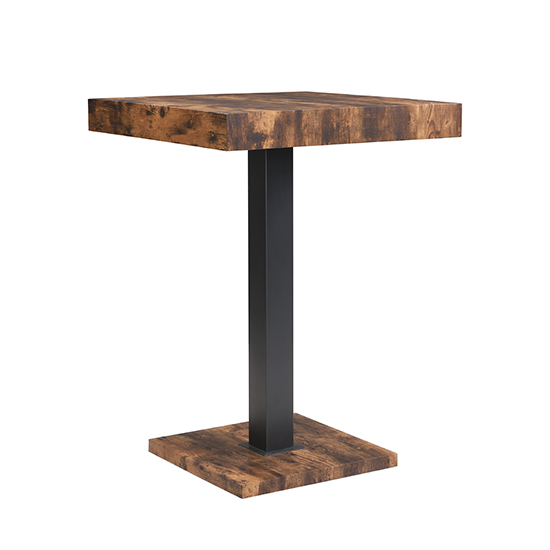 Topaz Wooden Bar Table Square In Rustic Oak