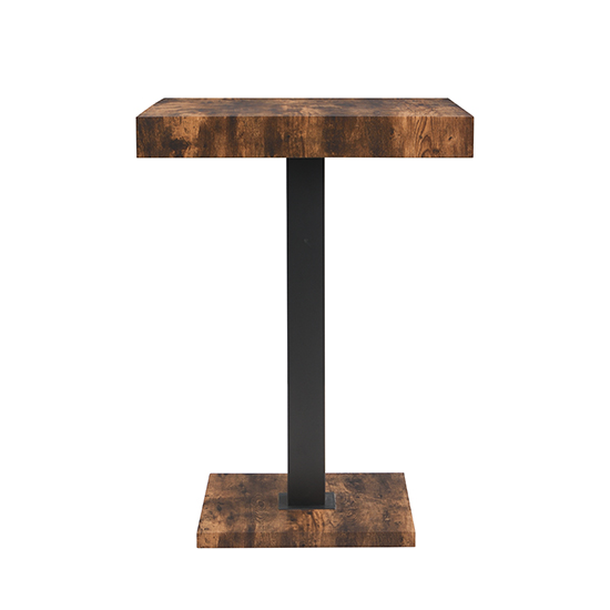 Topaz Wooden Bar Table Square In Rustic Oak