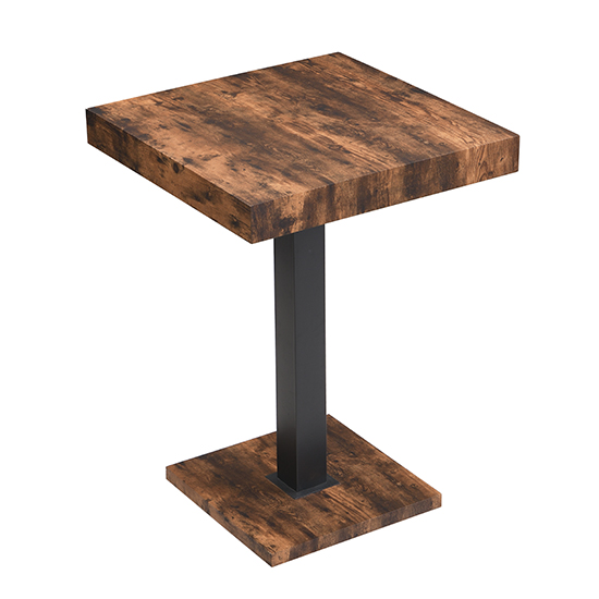 Topaz Wooden Bar Table Square In Rustic Oak