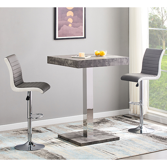 Read more about Topaz concrete effect bar table with 2 ritz grey white stools