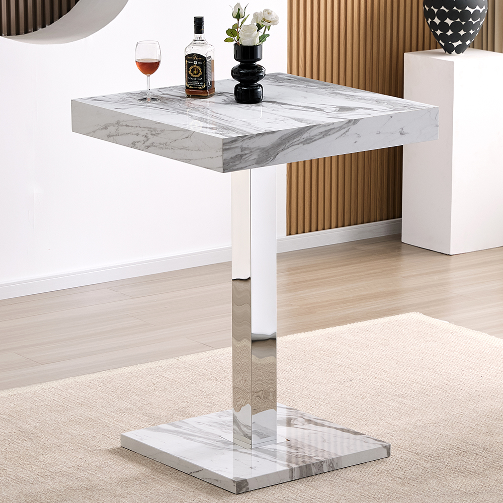 Topaz Filo Effect Gloss Bar Table With 4 Ripple Black Stools