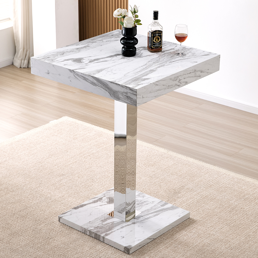 Topaz Filo Effect Gloss Bar Table With 4 Ripple Black Stools