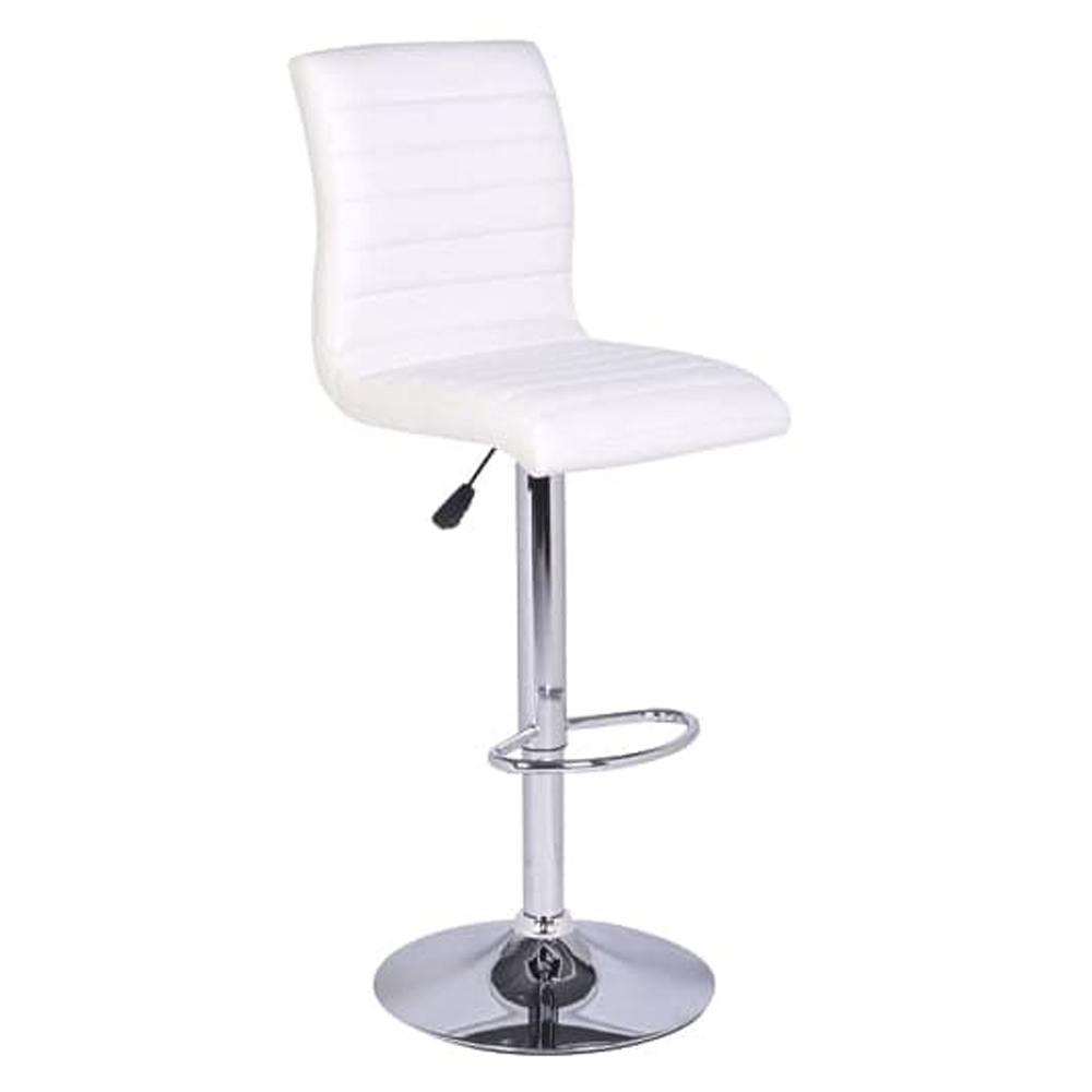 Topaz Filo Effect Gloss Bar Table With 4 Ripple White Stools