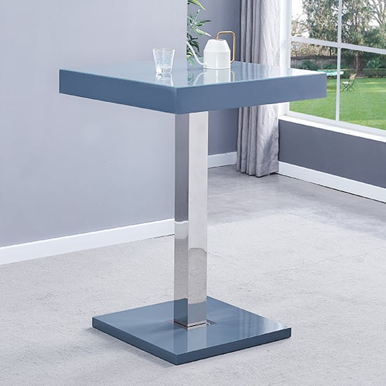 Topaz Glass Grey Gloss Bar Table With 2 Ripple Grey Stools_2