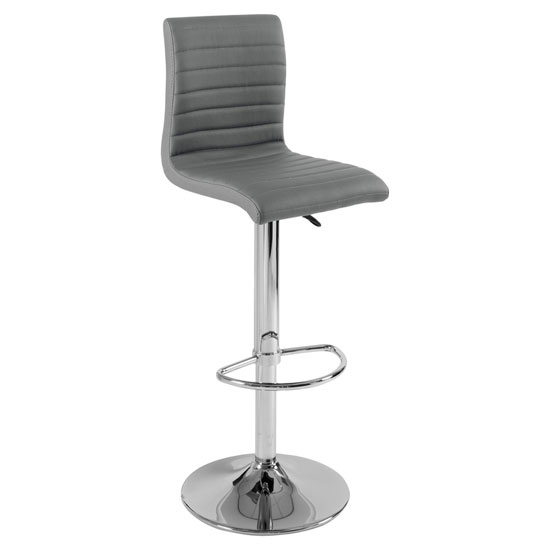 Topaz Glass Grey Gloss Bar Table With 2 Ripple Grey Stools_3