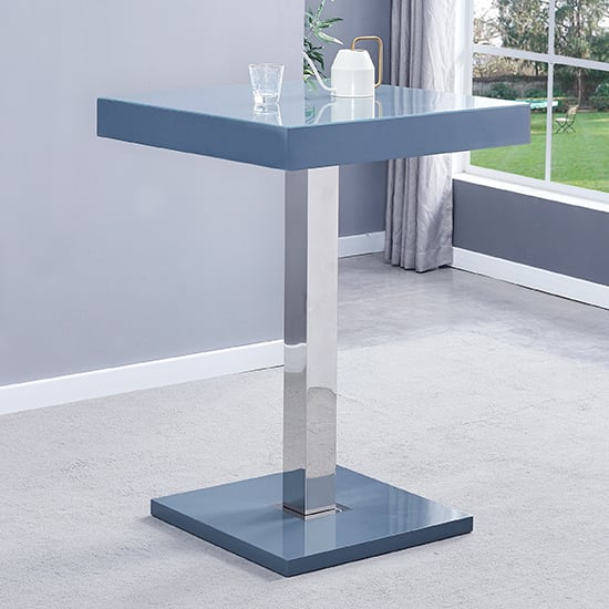 Topaz Glass Bar Table In Grey With 2 Ritz Grey White Stools_2