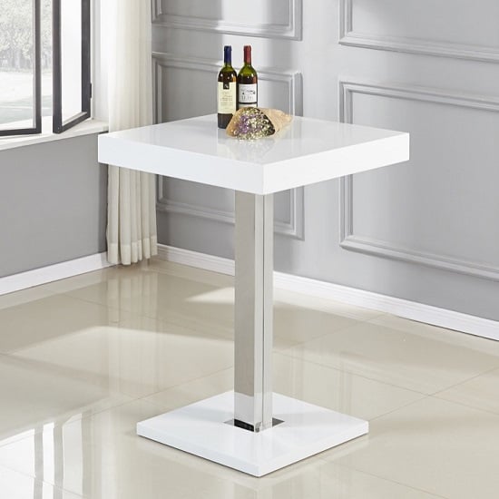 Topaz White High Gloss Bar Table With 2 Coco Grey Stools_2