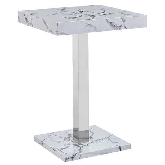 Topaz Diva Marble Effect Gloss Bar Table 4 Coco Grey Stools