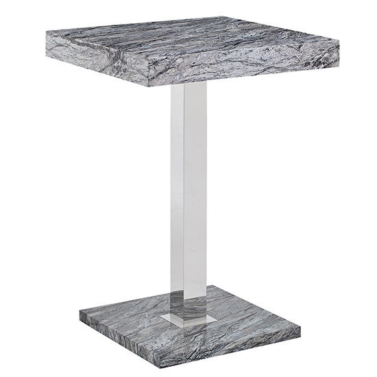 Topaz Melange Marble Effect Bar Table 4 Candid Grey Stools