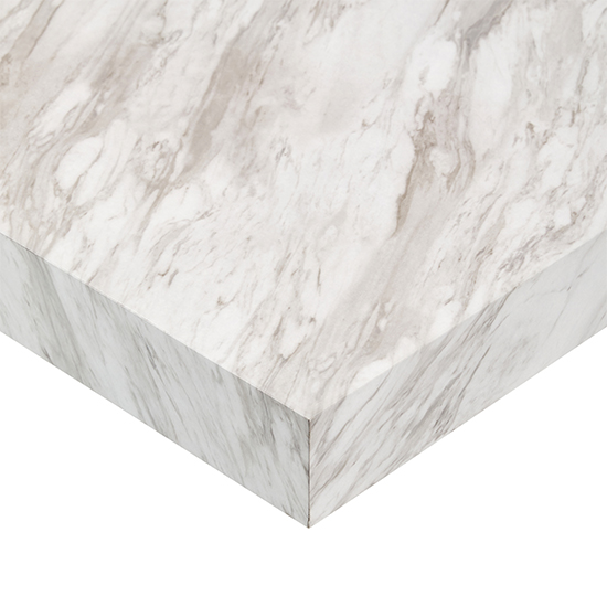Topaz High Gloss Bar Table Square In Magnesia Marble Effect