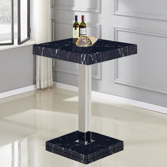 Topaz Milano Marble Effect Bar Table 2 Ripple White Stools