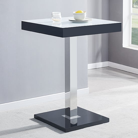 Photo of Topaz high gloss bar table in black with white glass top