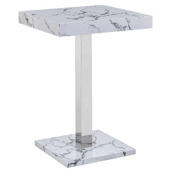 Product photograph of Topaz High Gloss Bar Table Square In Diva Marble Effect from Furniture in Fashion