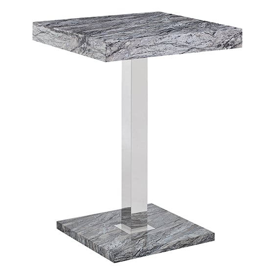 Topaz Square High Gloss Bar Table In Melange Marble Effect_1