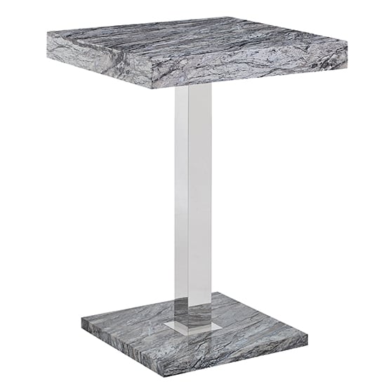 Read more about Topaz high gloss bar table square in melange marble effect