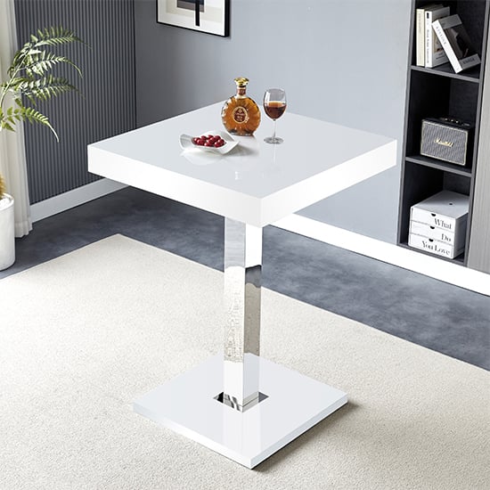 Topaz High Gloss Bar Table Square In White_3