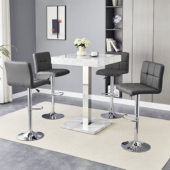 Read more about Topaz magnesia effect high gloss bar table 4 coco grey stools