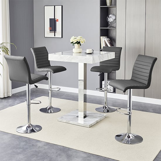 Read more about Topaz magnesia effect high gloss bar table 4 ripple grey stools