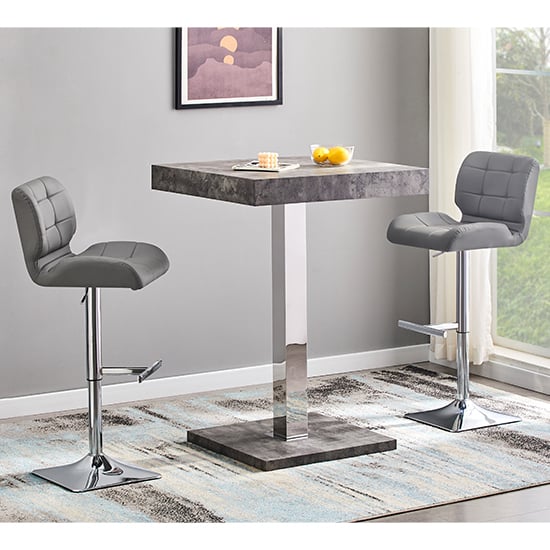 Topaz Square Wooden Bar Table In Concrete Effect_3