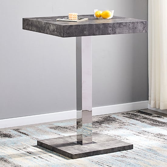 Product photograph of Topaz Square Wooden Bar Table In Concrete Effect from Furniture in Fashion