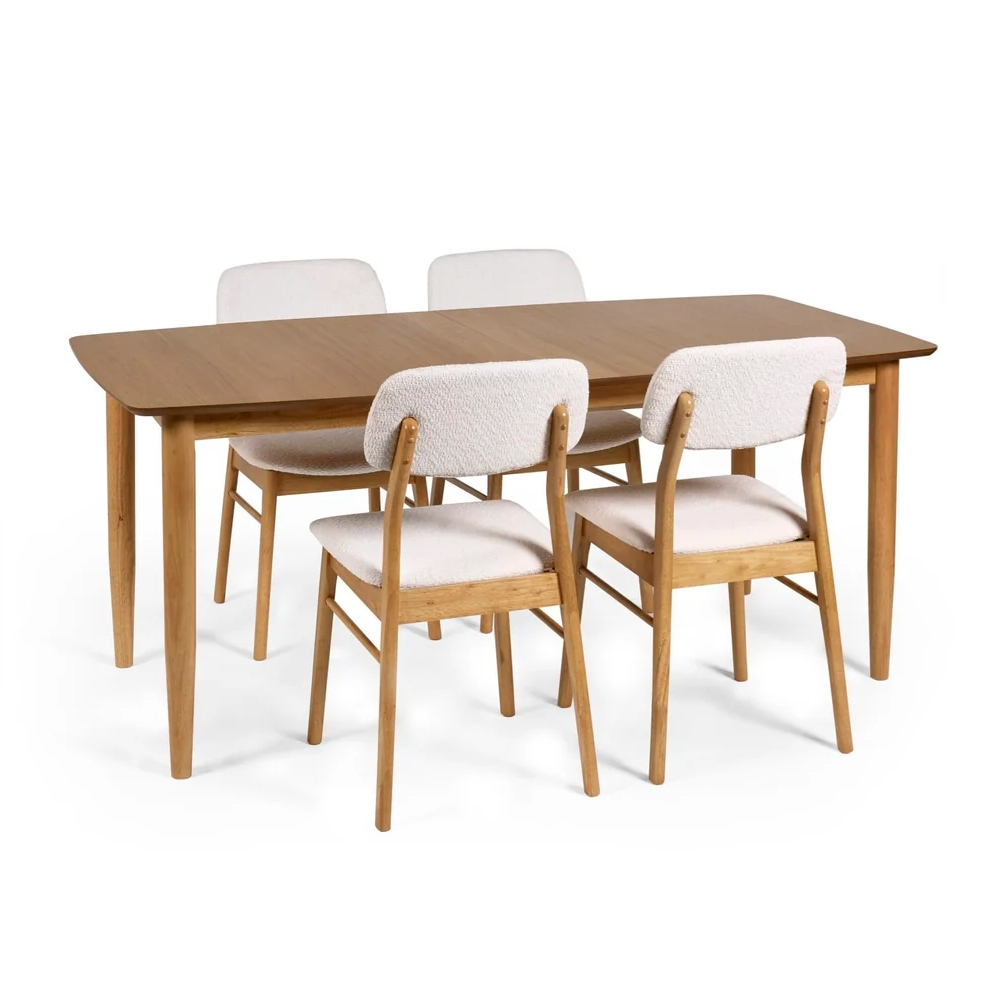 Topeka Brown Wooden Extending Dining Table With 4 Chairs