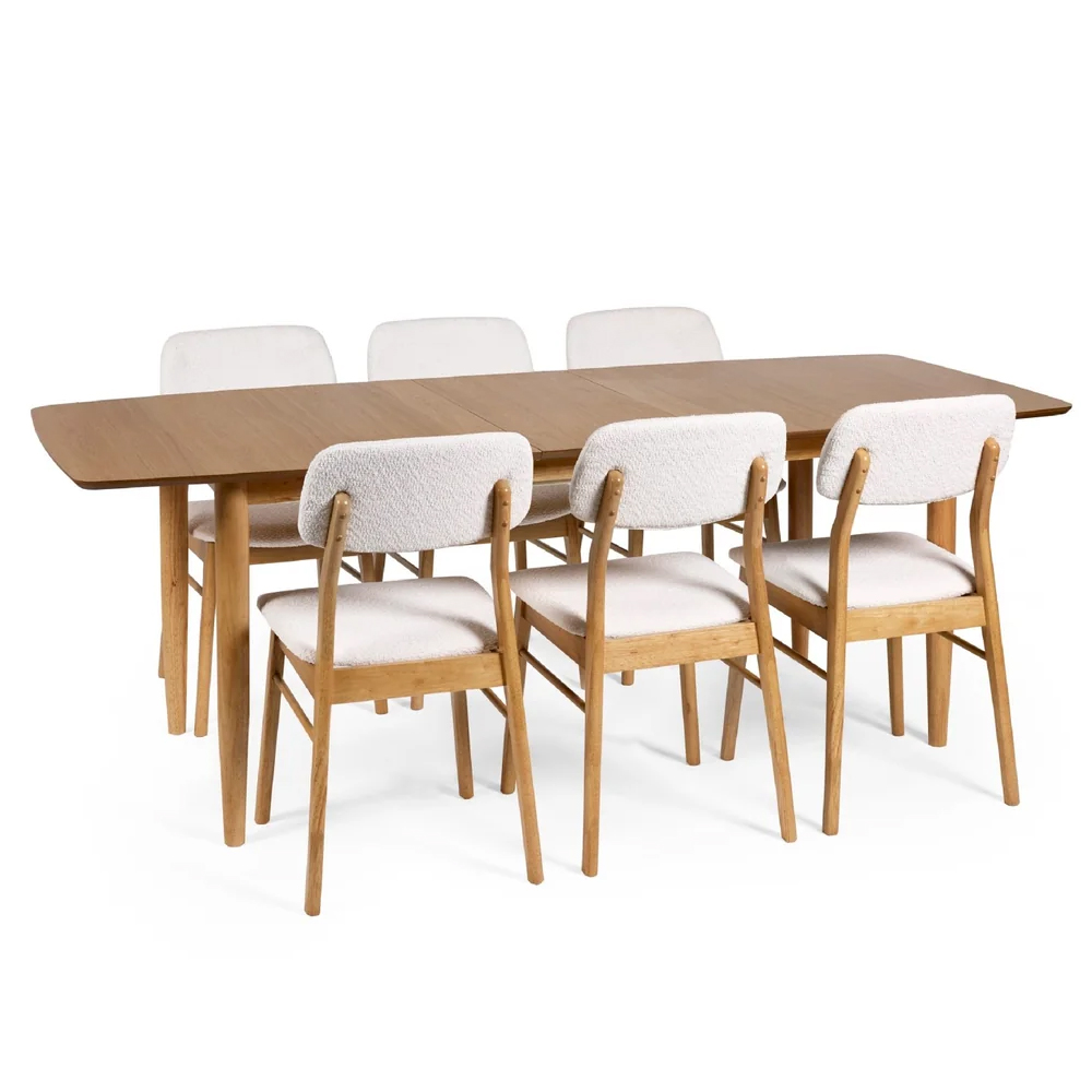 Topeka Brown Wooden Extending Dining Table With 6 Chairs