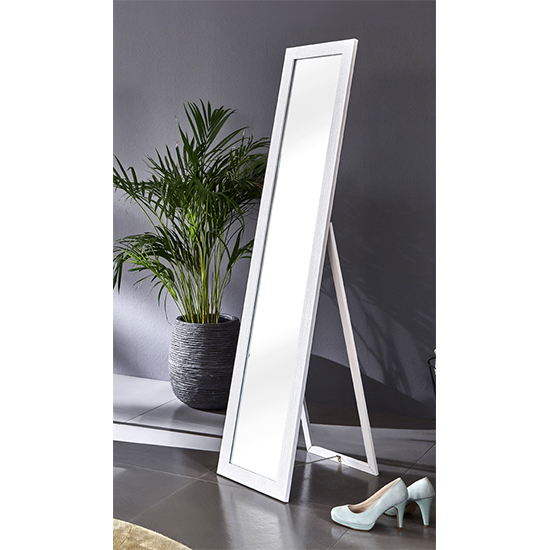 Topeka Floor Standing Cheval Mirror In White Frame Furniture in Fashion