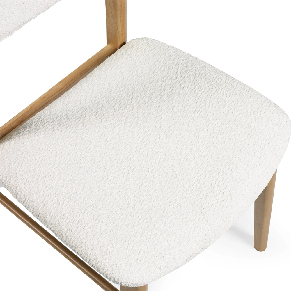 Topeka Oak Wooden Dining Chairs With White Fabric Seat - Pair
