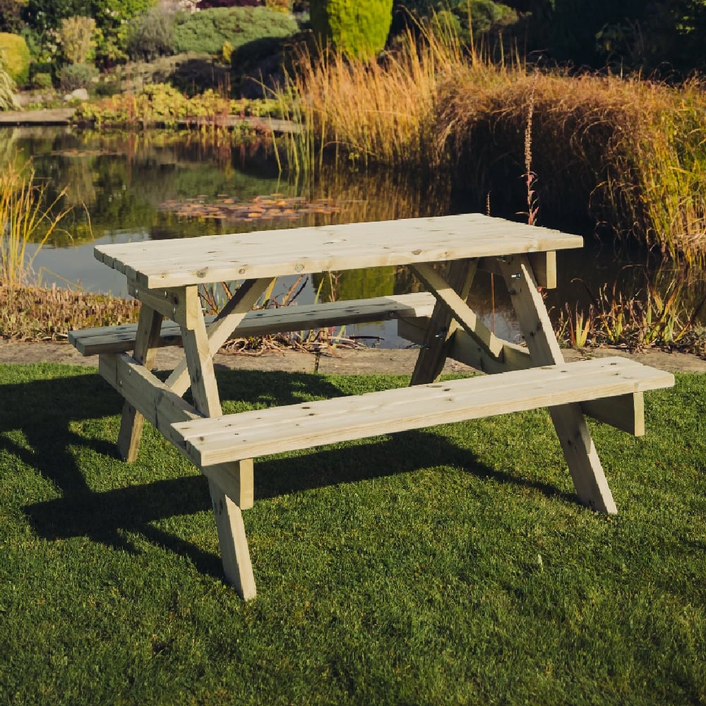 Topeka Small Wooden Picnic Dining Set In Natural