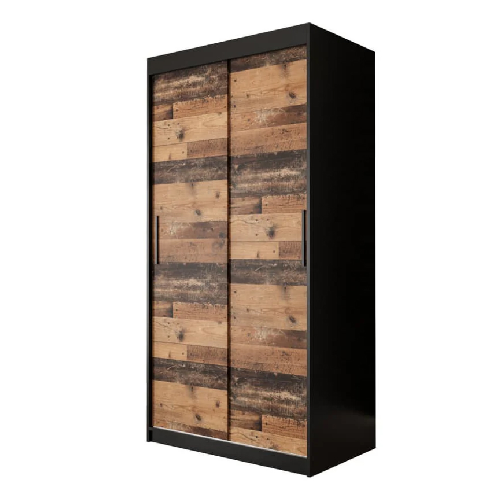 Topeka Wooden 100cm Wardrobe With 2 Sliding Doors In Dark Oak