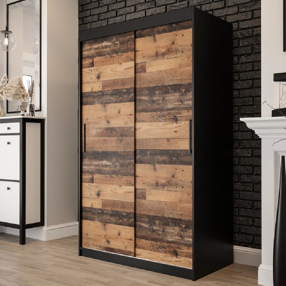 Read more about Topeka wooden 120cm wardrobe with 2 sliding doors in dark oak