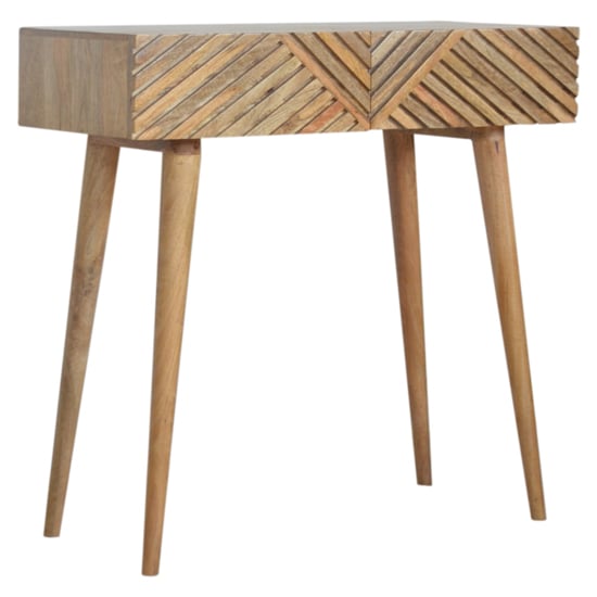 Read more about Tophi wooden line carving console table in oak ish